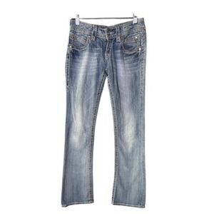 Rock Revival Scarlet Bootcut Jeans Size 27 Y2K Low Rise Studded Rhinestones